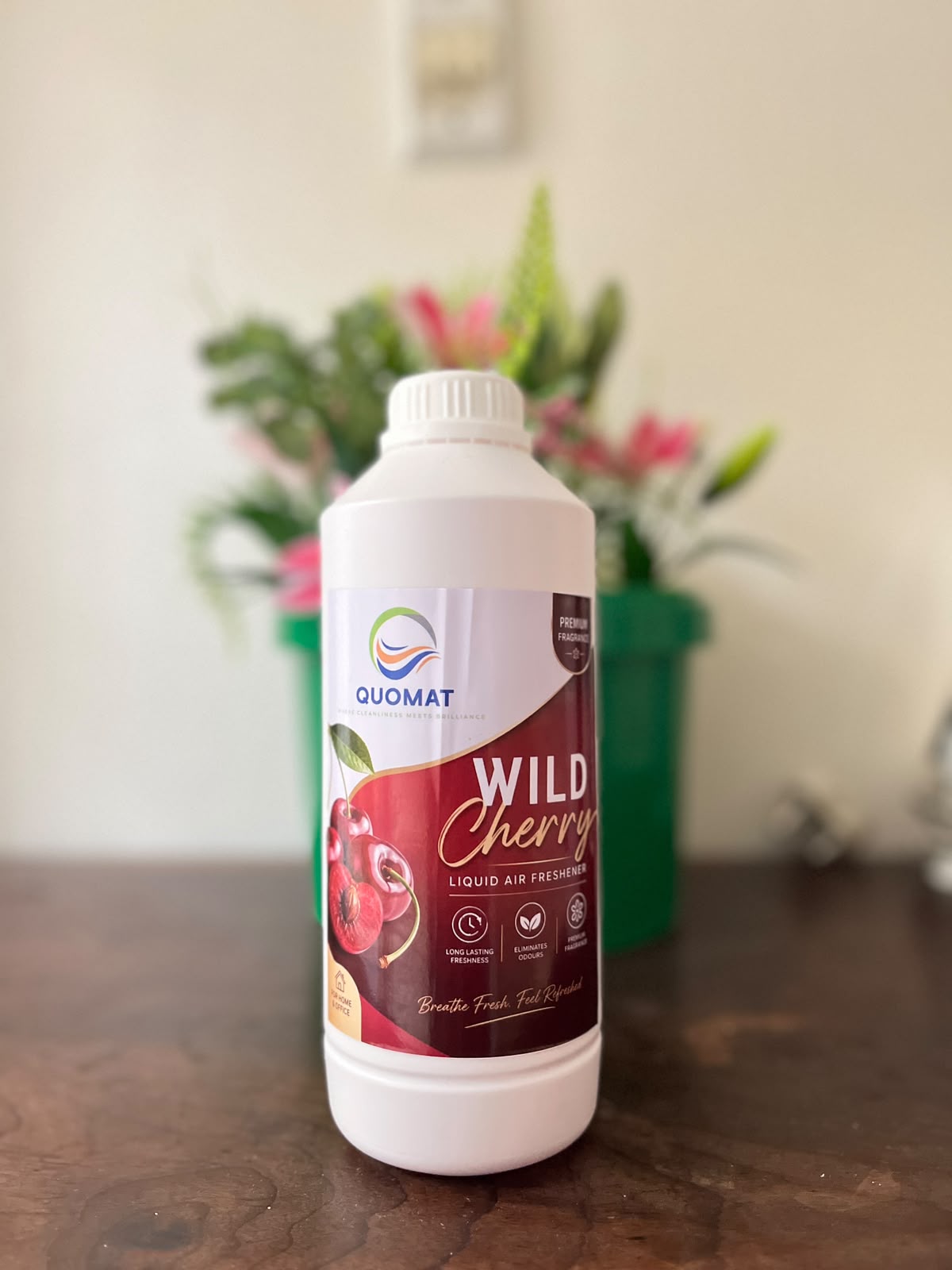 QUOMAT Wild Cherry Liquid Air Freshener 2L – Bursting with Fruity Freshness!